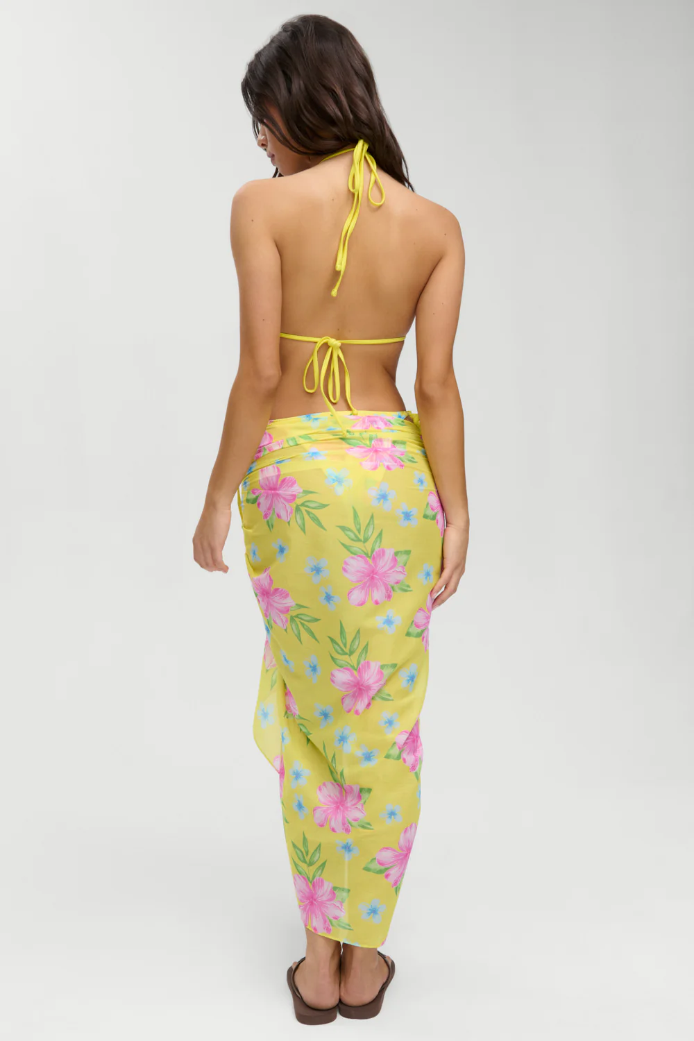 Alessia Floral Cotton Sarong - Hibiscus Lemonade - Image 4