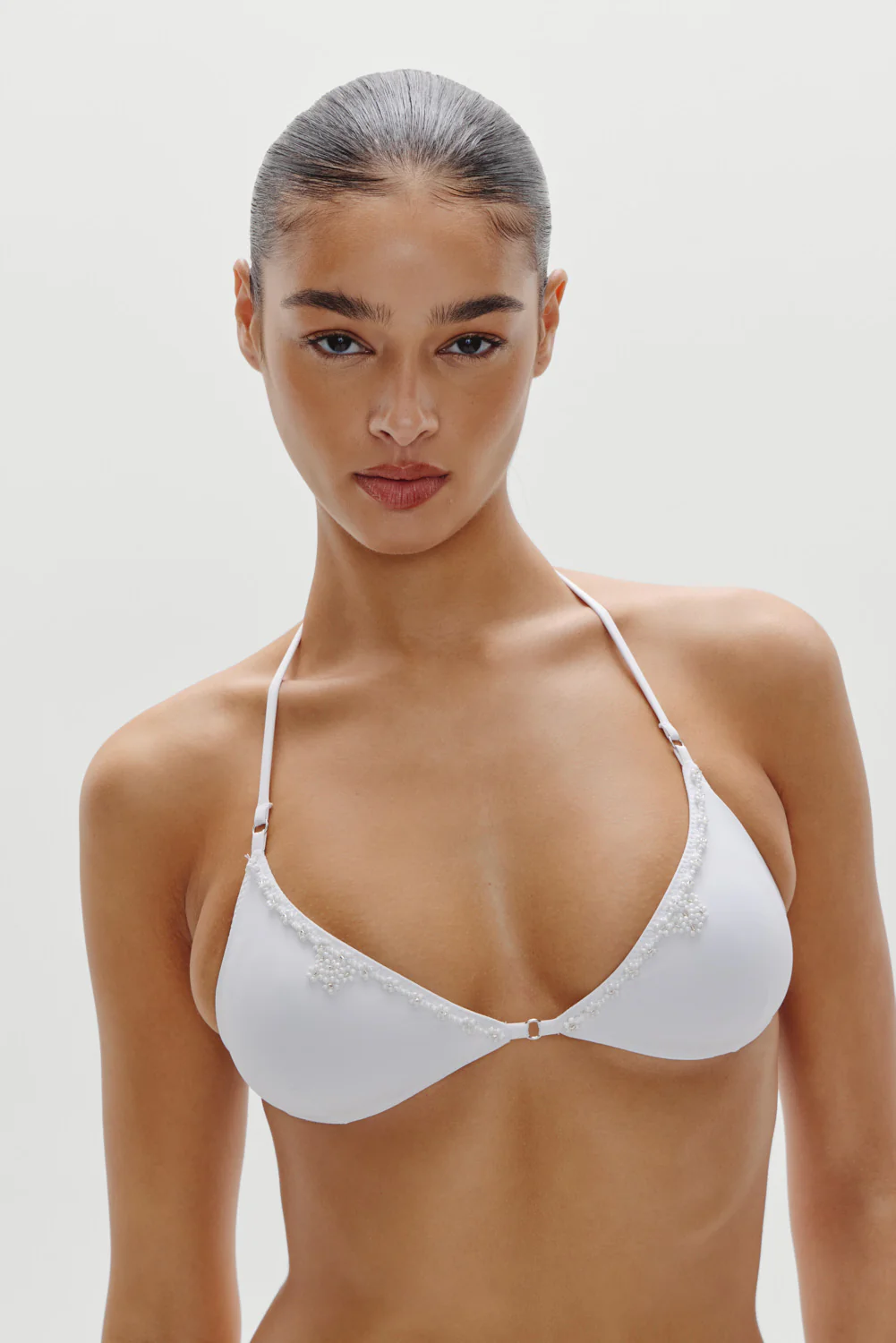 Amore Beaded Skimpy Bikini Top - Optic White - Image 2