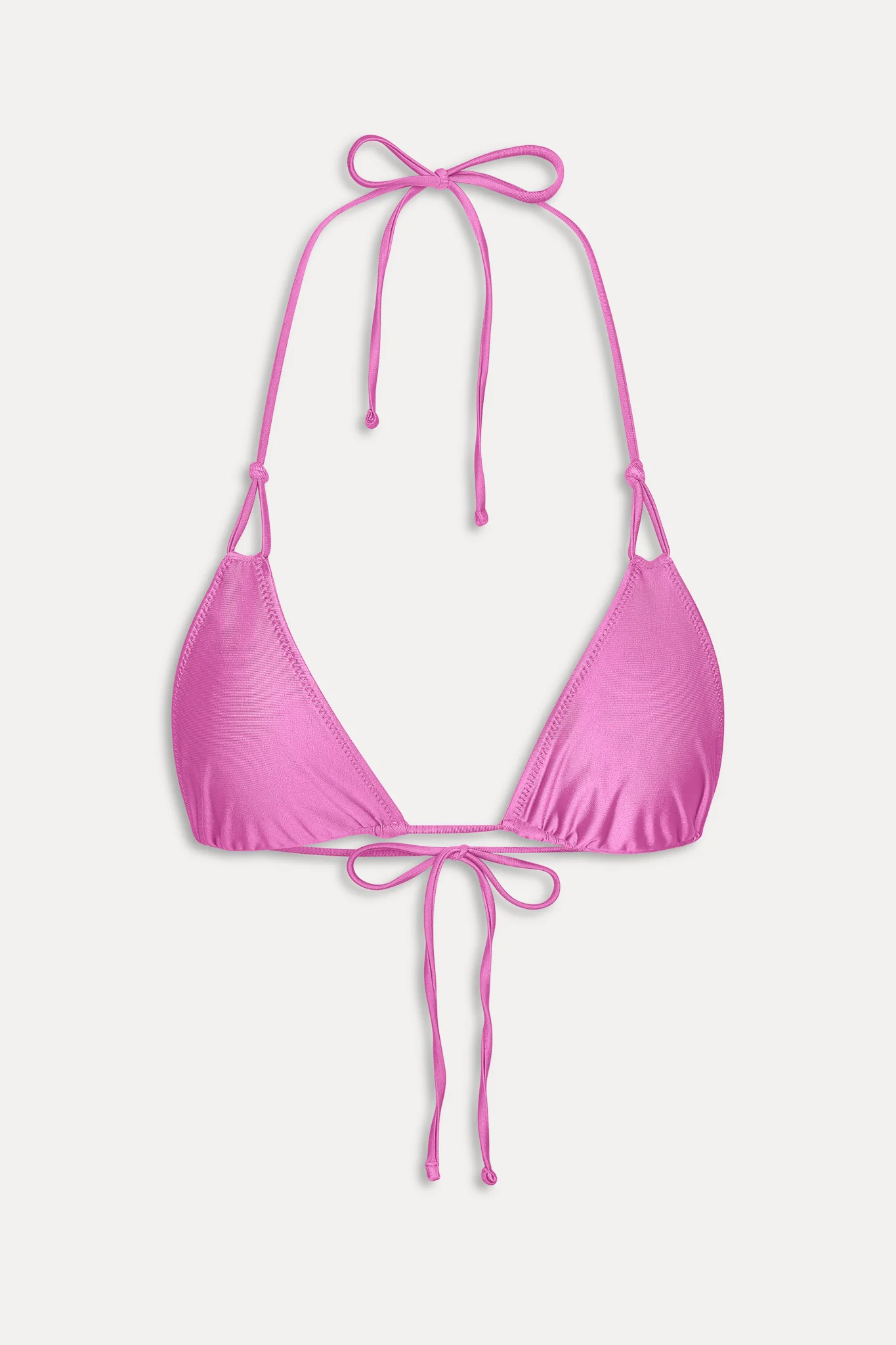 Ari Satin Triangle Bikini Top - Capri Pink - Image 3
