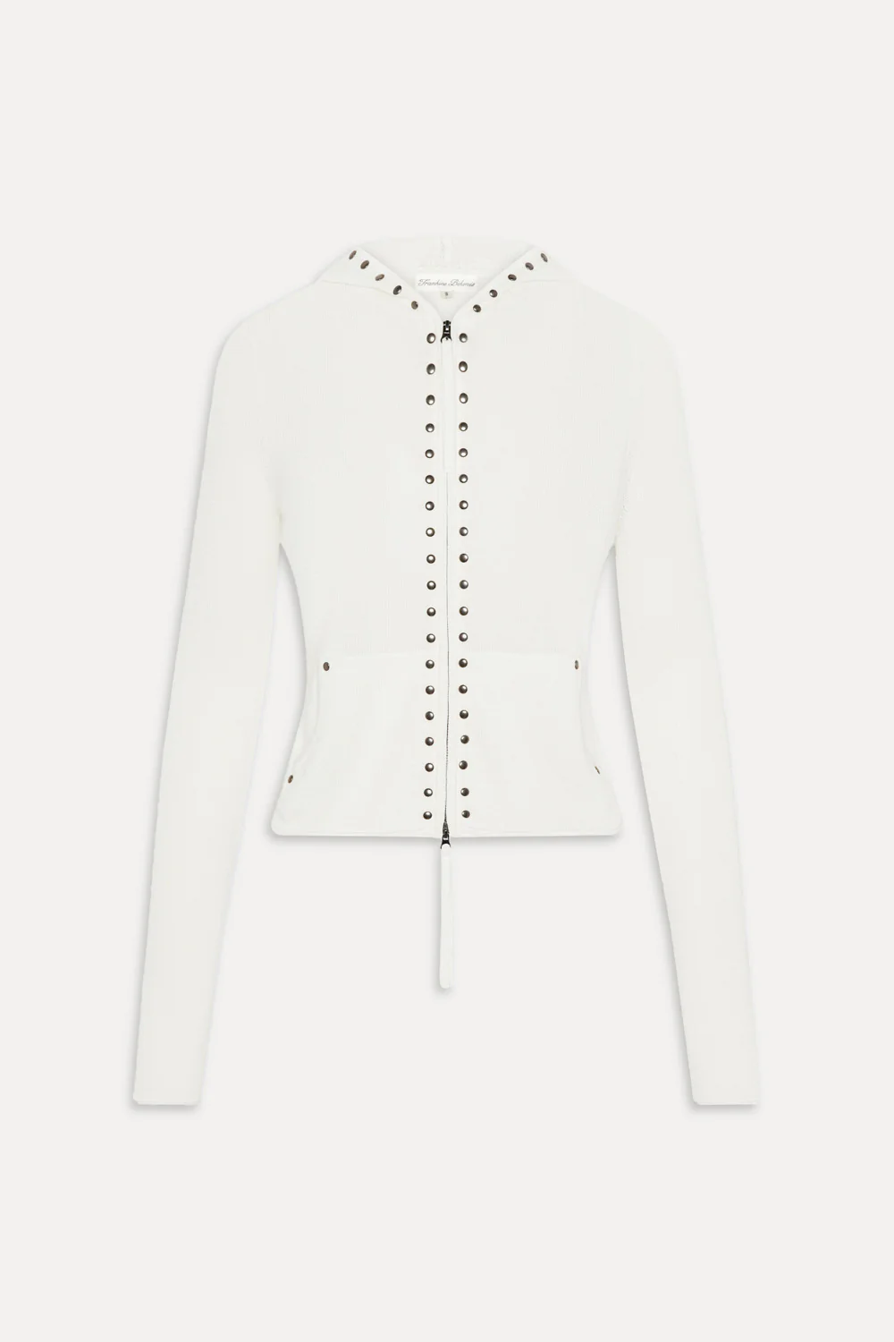 Atlas Zip Up Knit Hoodie - Coconut Cream - Image 3