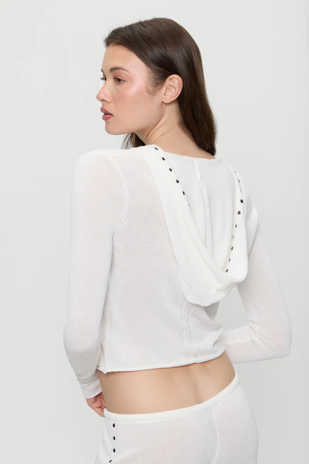 Atlas Zip Up Knit Hoodie - Coconut Cream - Image 4