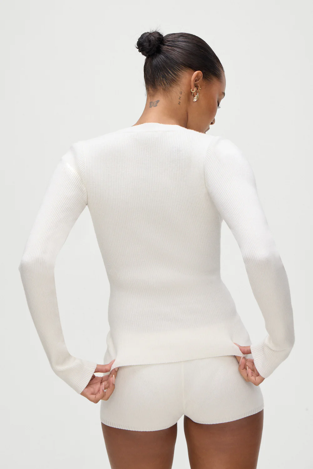 Bradley Knit Booty Shorts - White - Image 4