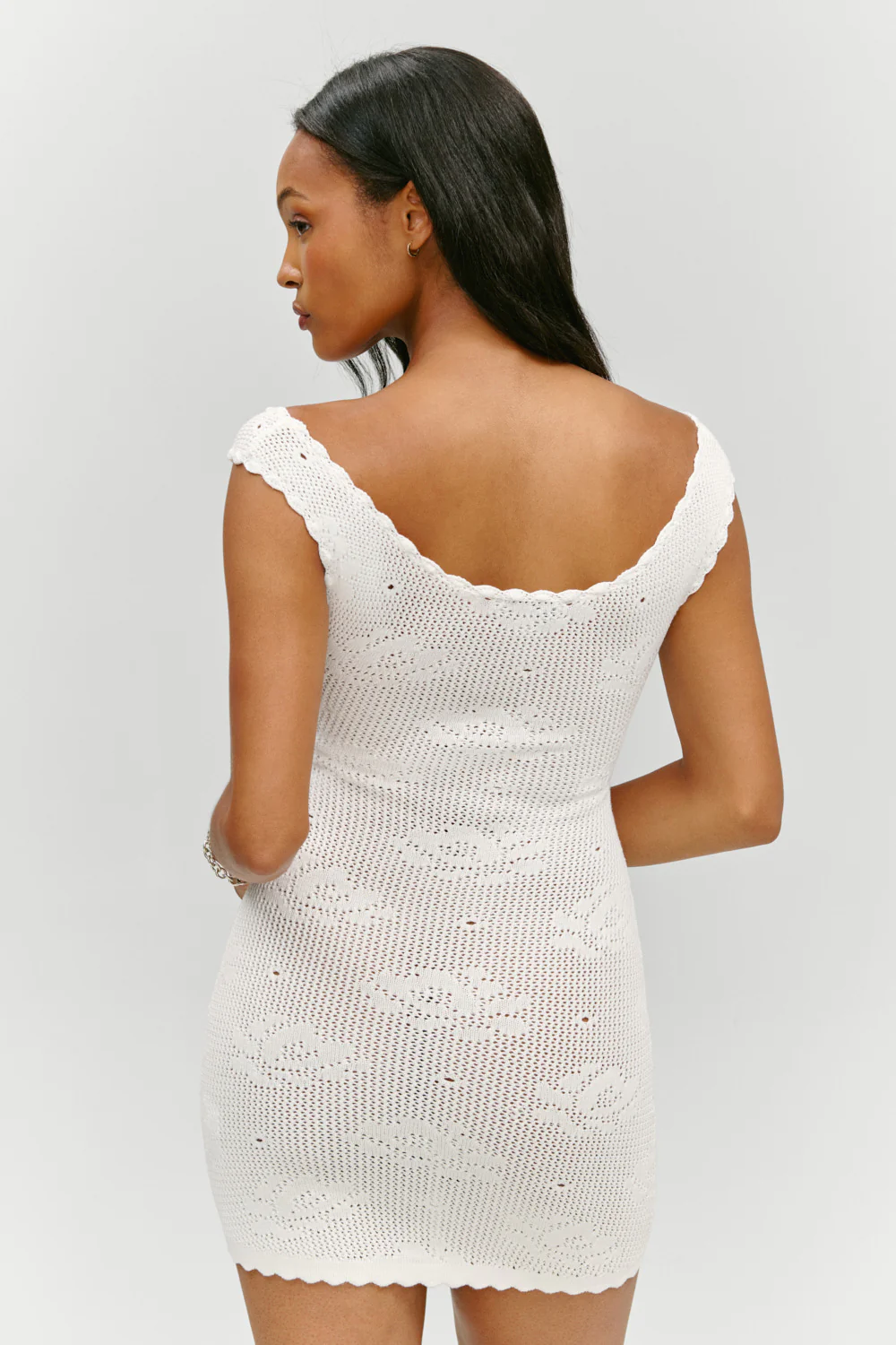 Cameron Crochet Mini Dress - White Rose - Image 10