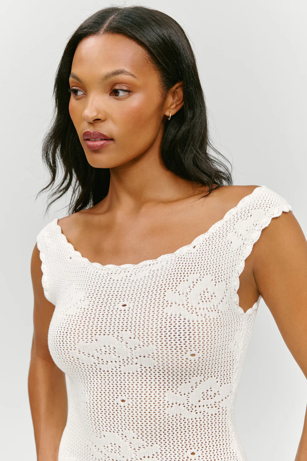 Cameron Crochet Mini Dress - White Rose - Image 12