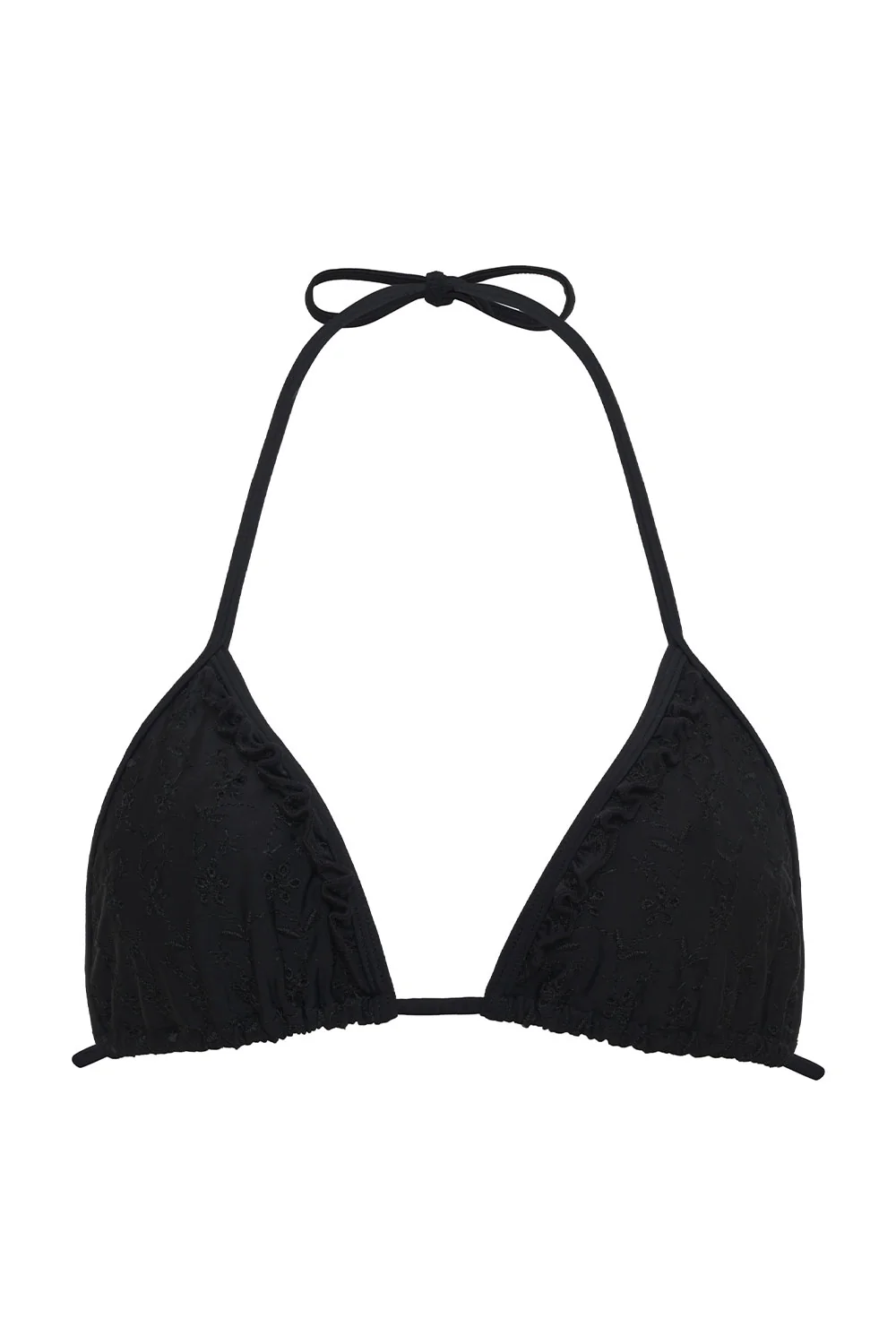 Camilla Eyelet Triangle Bikini Top - Black - Image 6