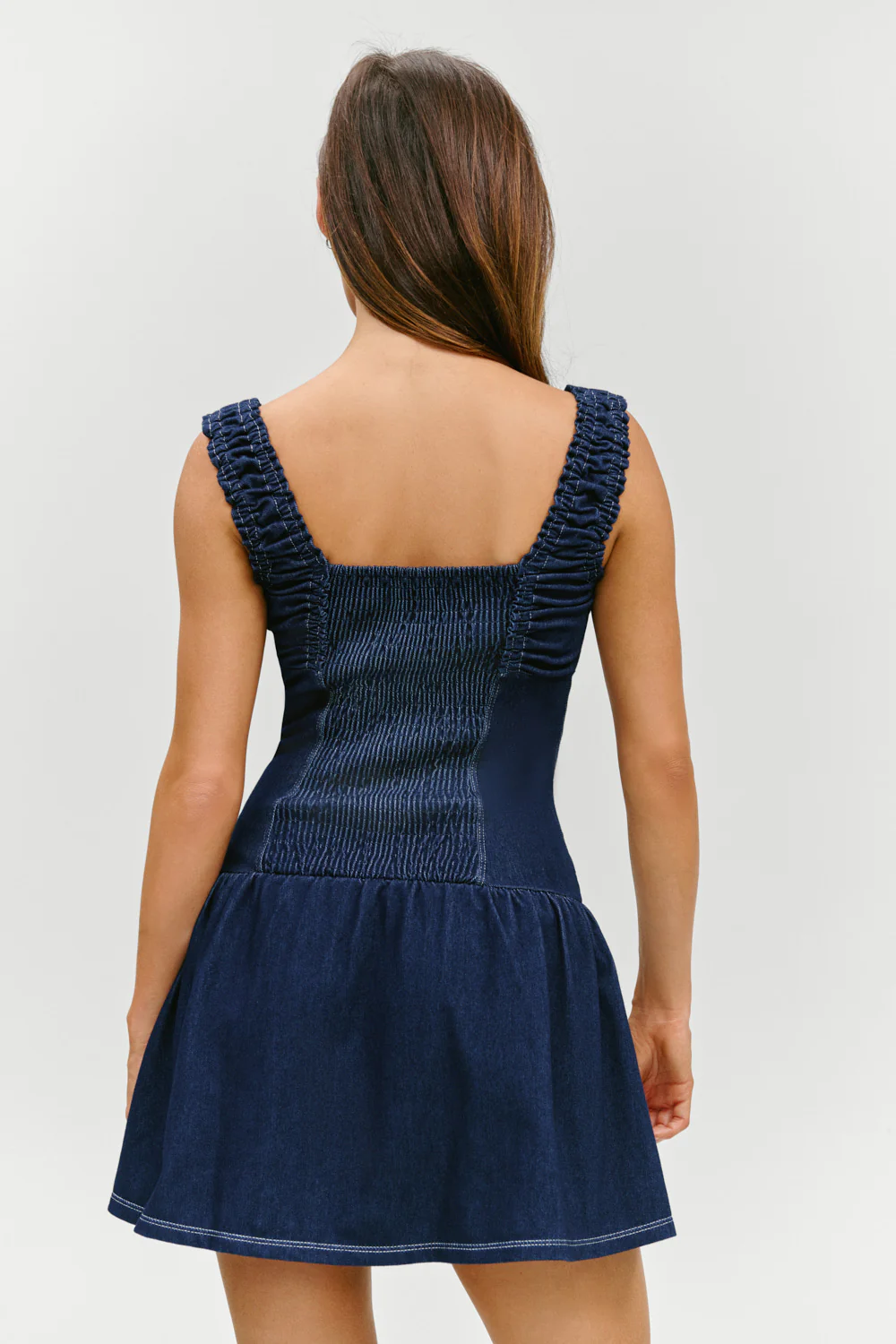 Christa Denim Mini Dress - Blue Denim - Image 3