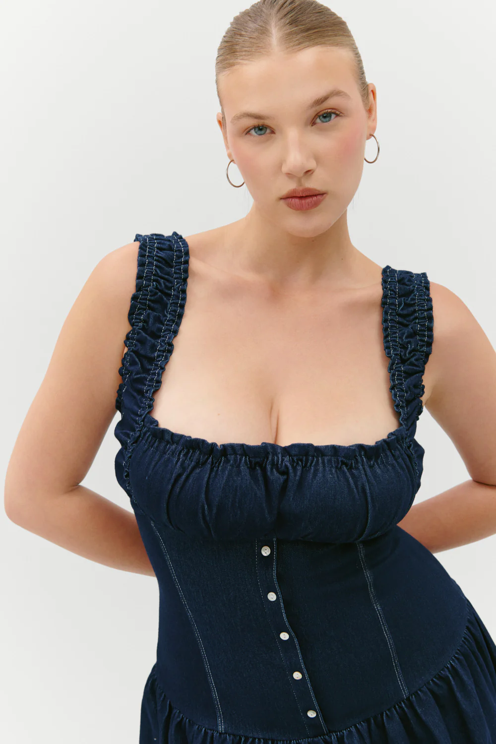Christa Denim Mini Dress - Blue Denim - Image 9