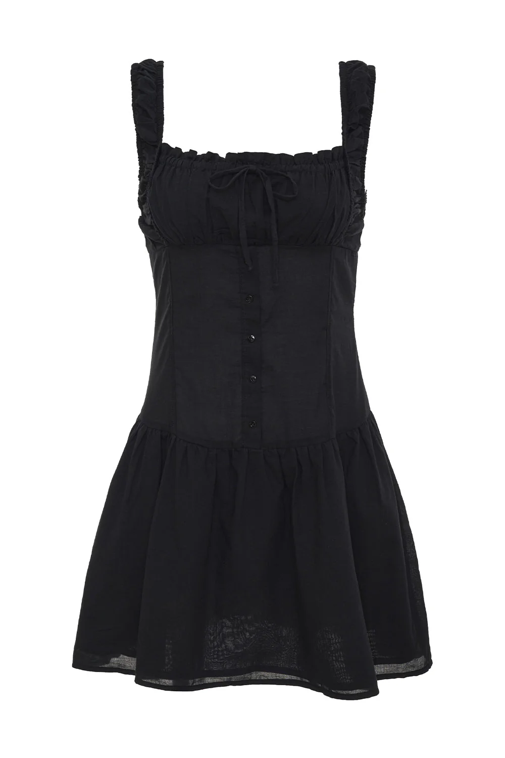 Christa Ruffle Mini Dress - Black - Image 3