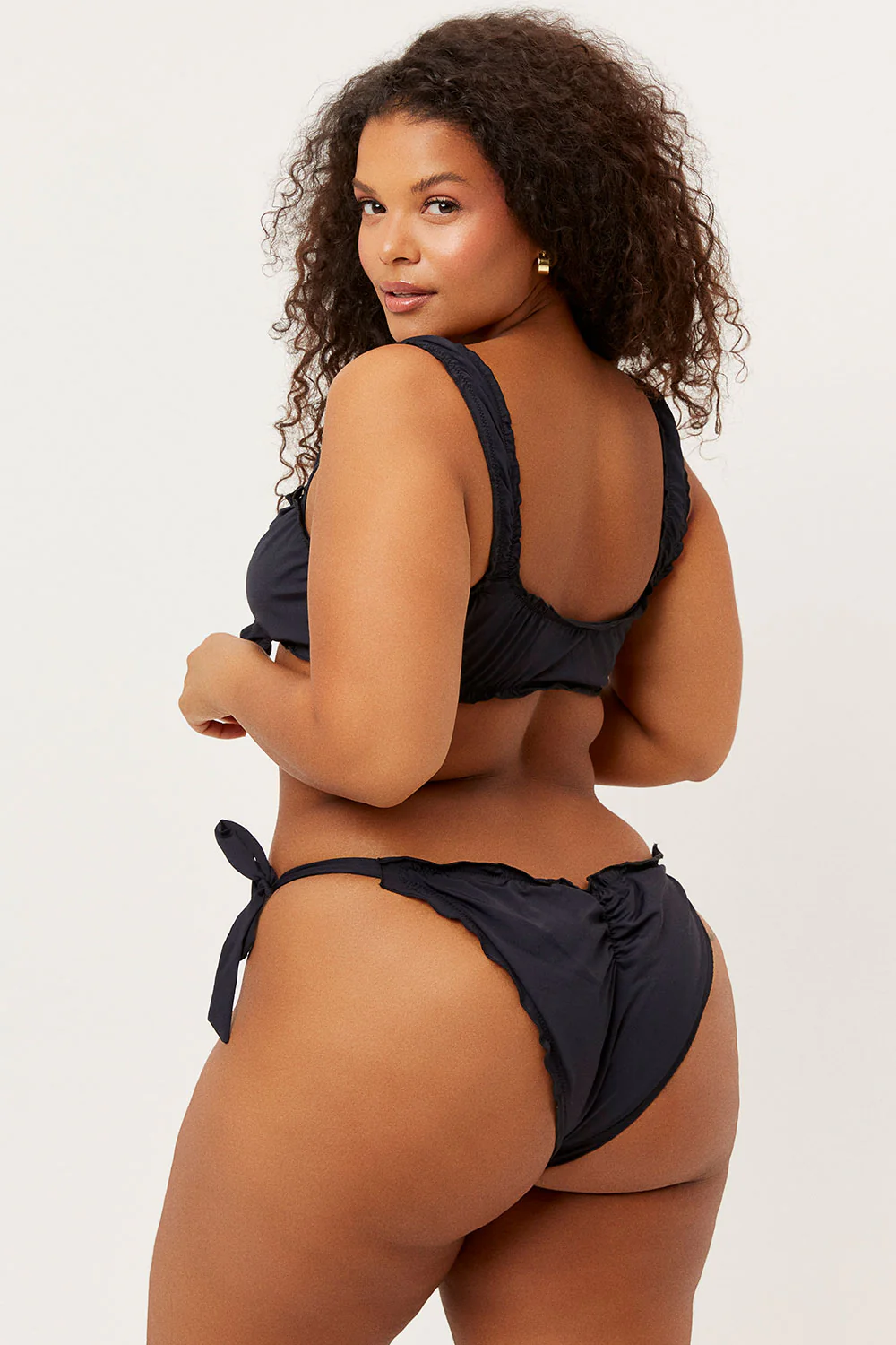Colby Tie Front Ruffle Bikini Top - Black - Image 4