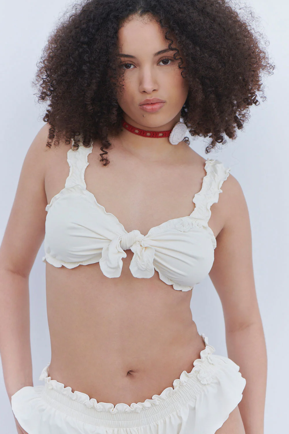 Colby Tie Front Ruffle Bikini Top - Sunrose - Image 2