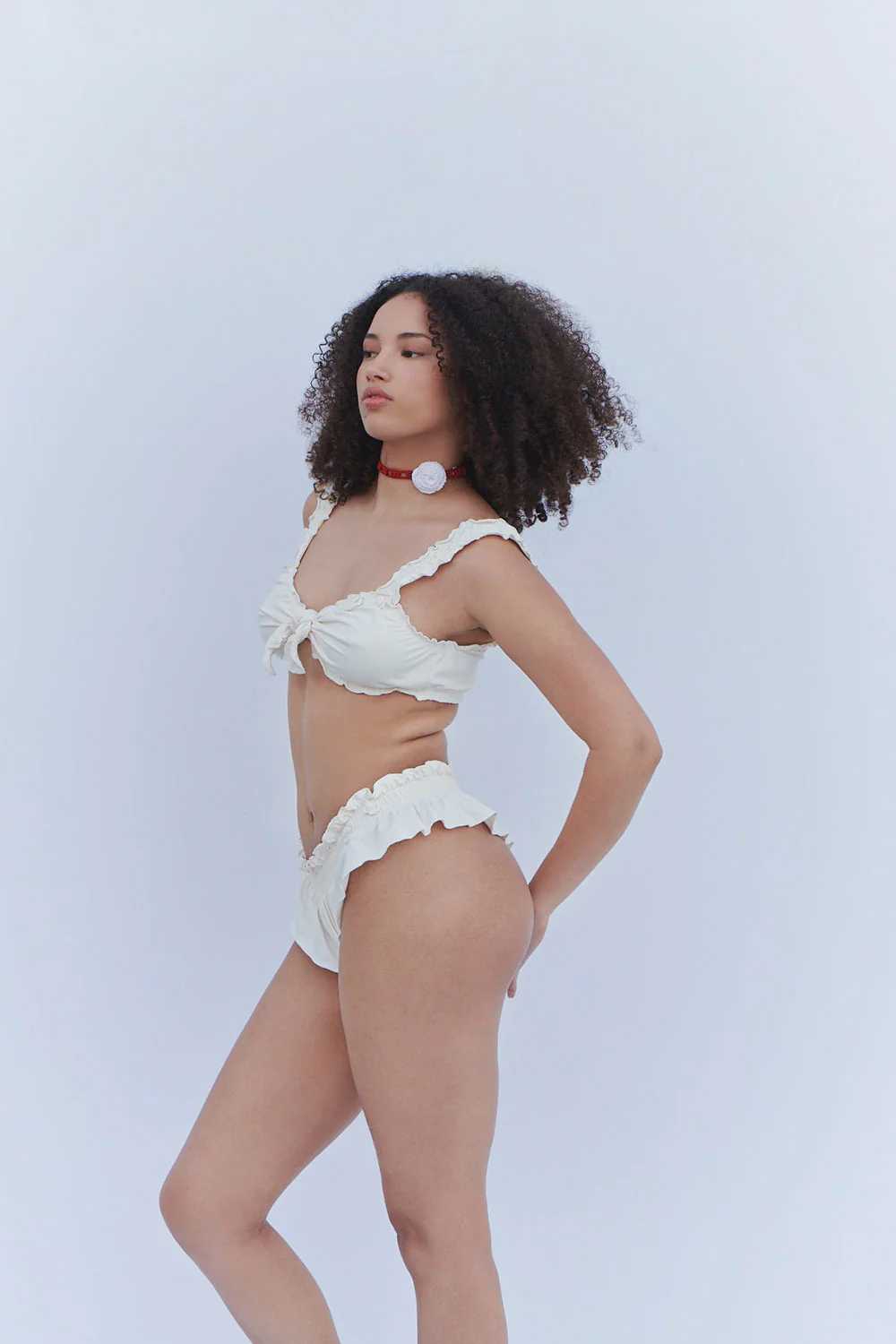 Colby Tie Front Ruffle Bikini Top - Sunrose - Image 4