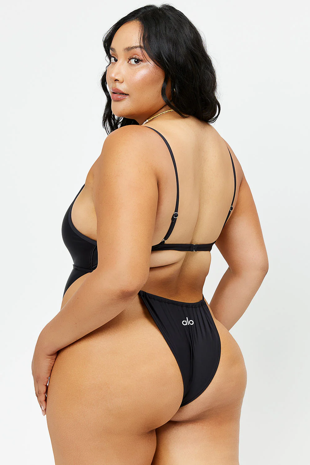 Croft Satin Cheeky One Piece Swimsuit - Black - Image 3