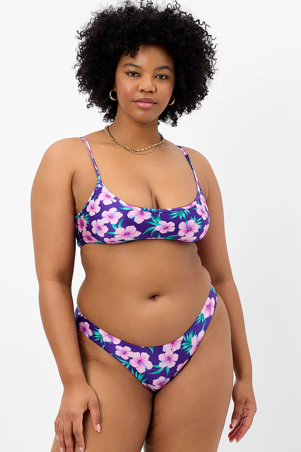 Dallas Shine Bralette Bikini Top - Purple Hibiscus - Image 2