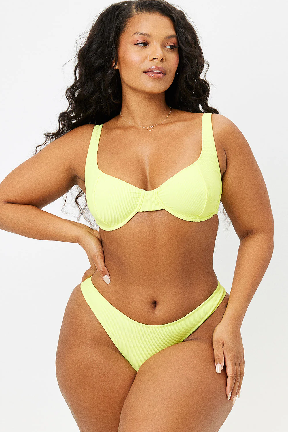 Dawson Ribbed Cheeky Bikini Bottom - Lemonade - Image 3