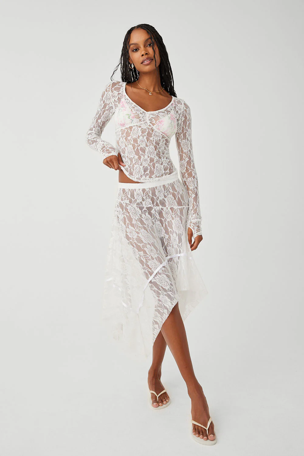 Day Lace Midi Skirt - White - Image 3