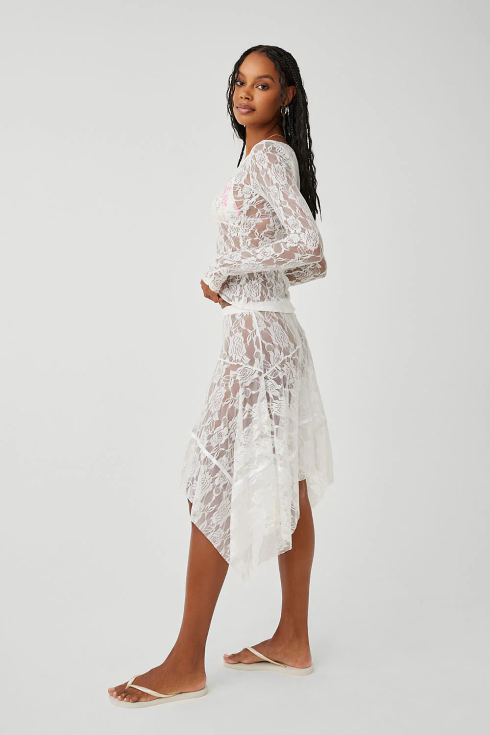 Day Lace Midi Skirt - White - Image 5