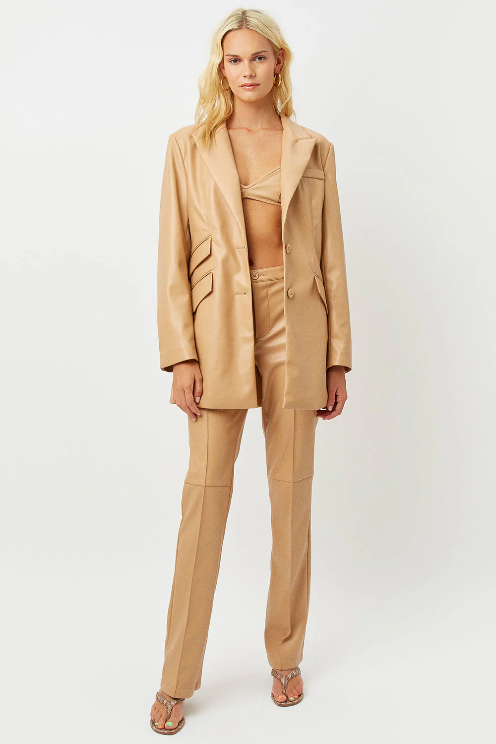 Diana Vegan Leather Blazer - Earth - Image 4