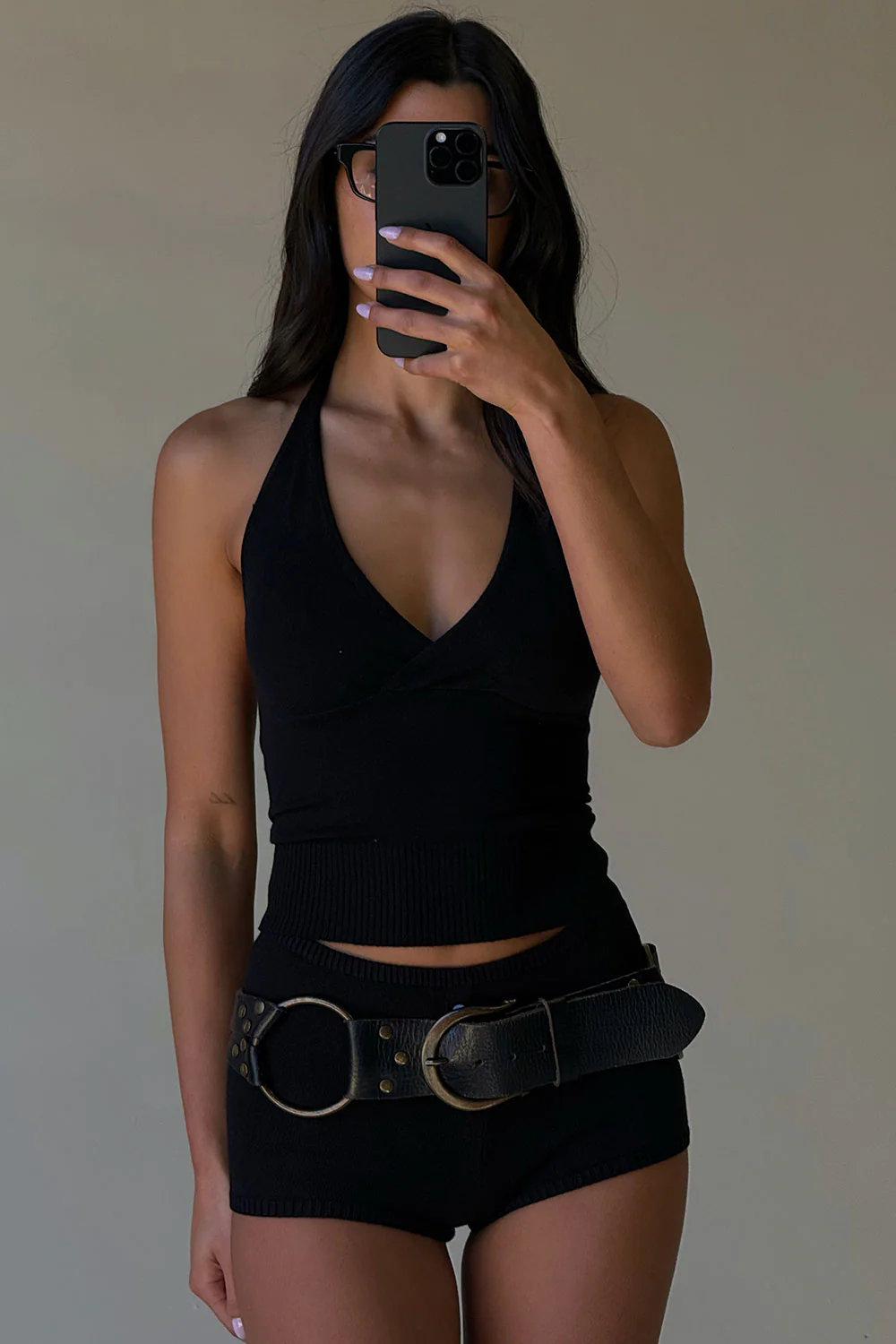 Dylan Knit Halter Top - Black