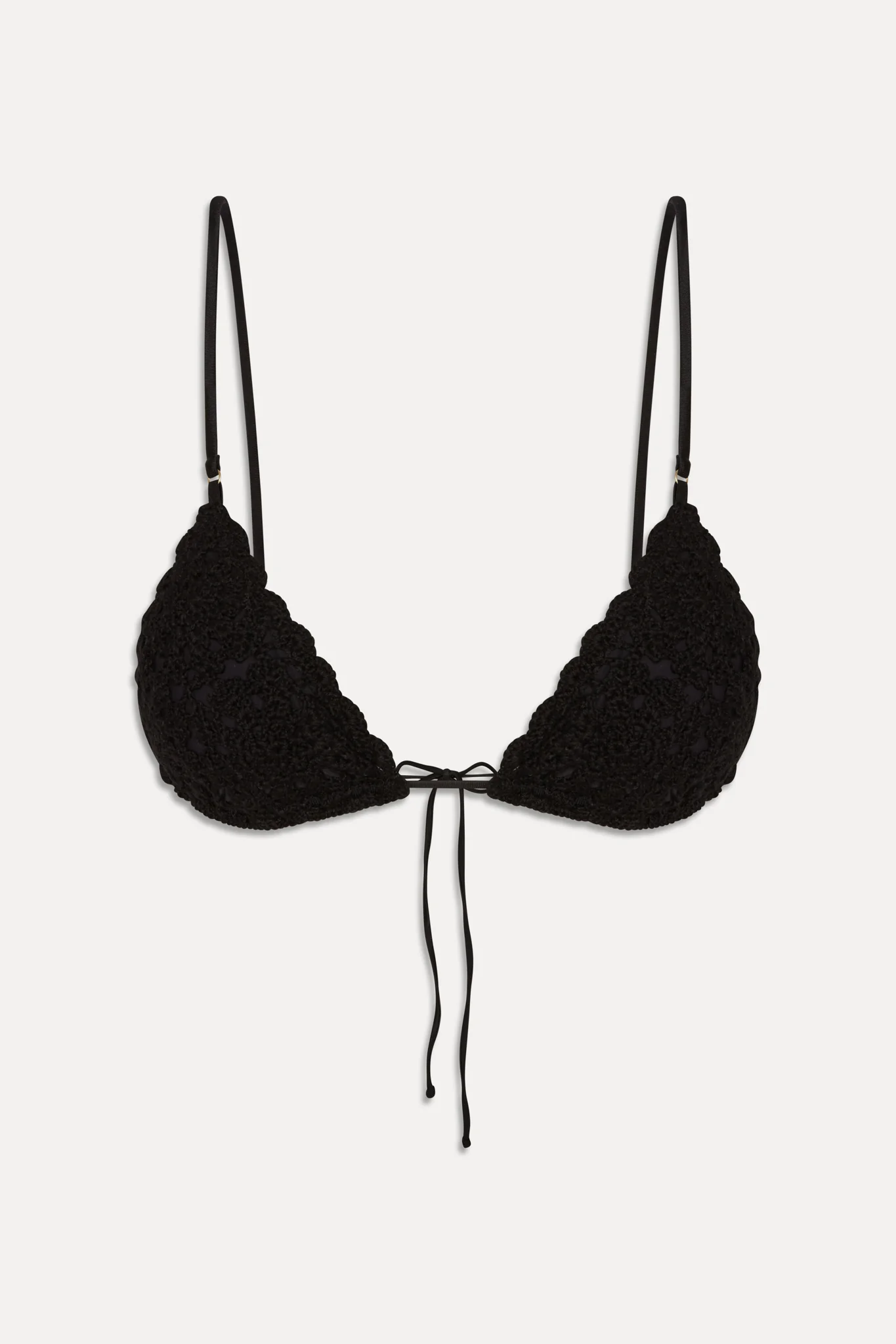 Elena Crochet Shine Bikini Top - Black - Image 3