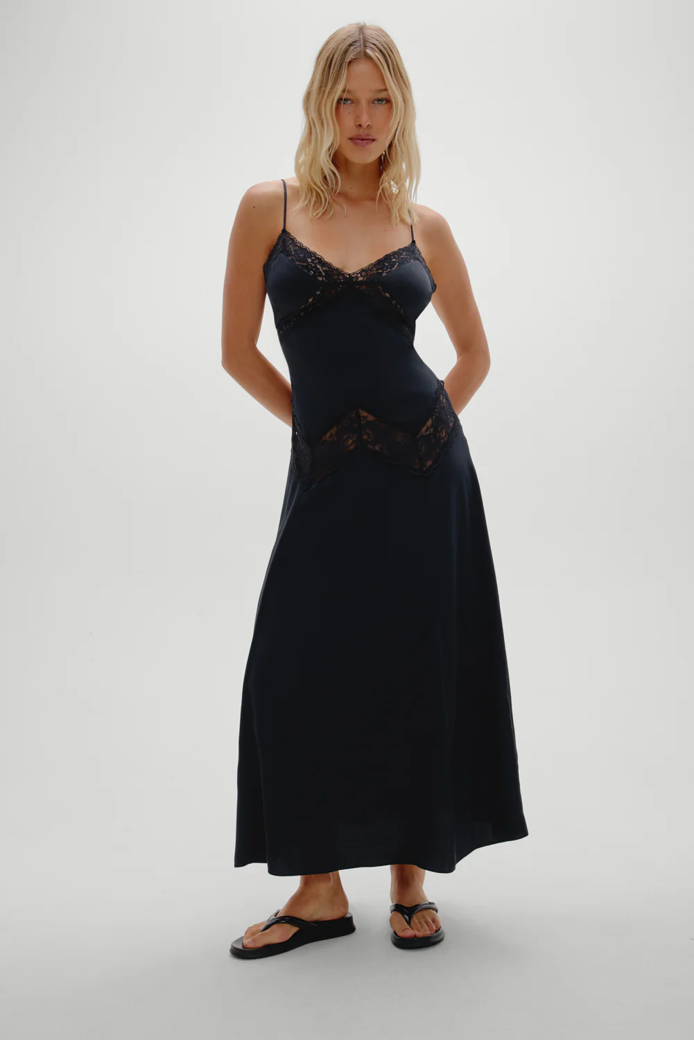 Ethereal Satin Lace Maxi Dress - Meet Me At Dusk - Image 2