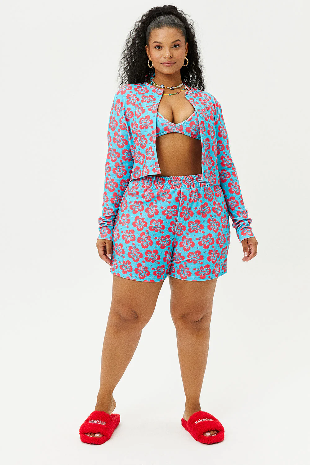 Fifi Terry High Waist Shorts - Blue Magic - Image 3