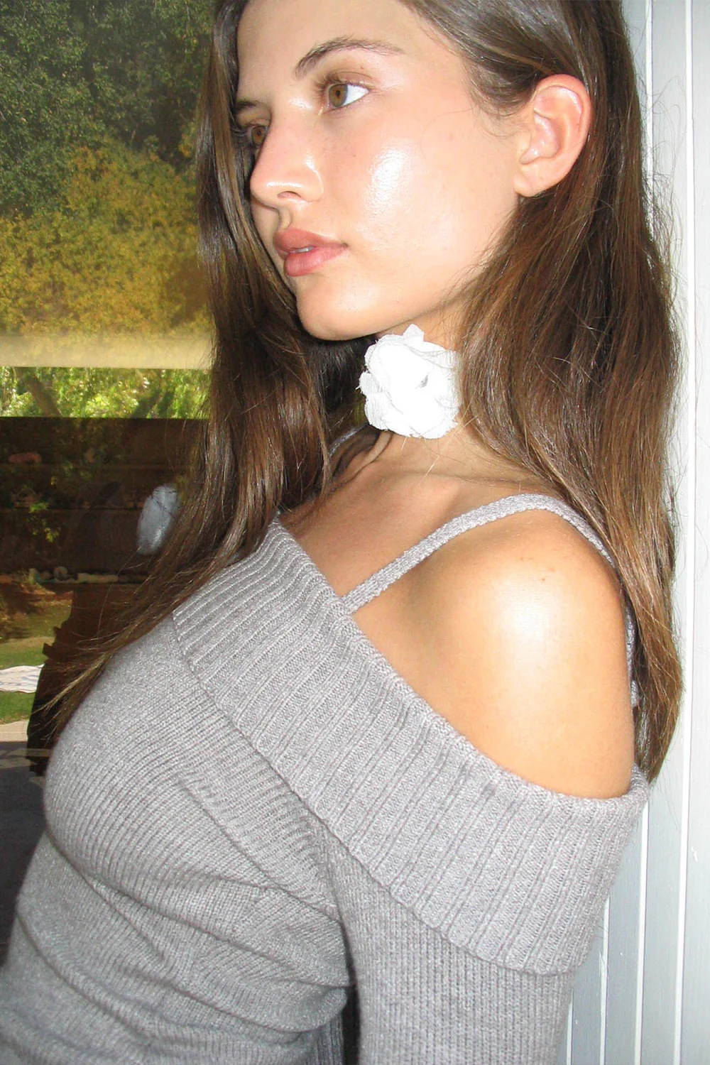 Fleur Cloud Knit Long Sleeve Romper - Heather Grey - Image 5
