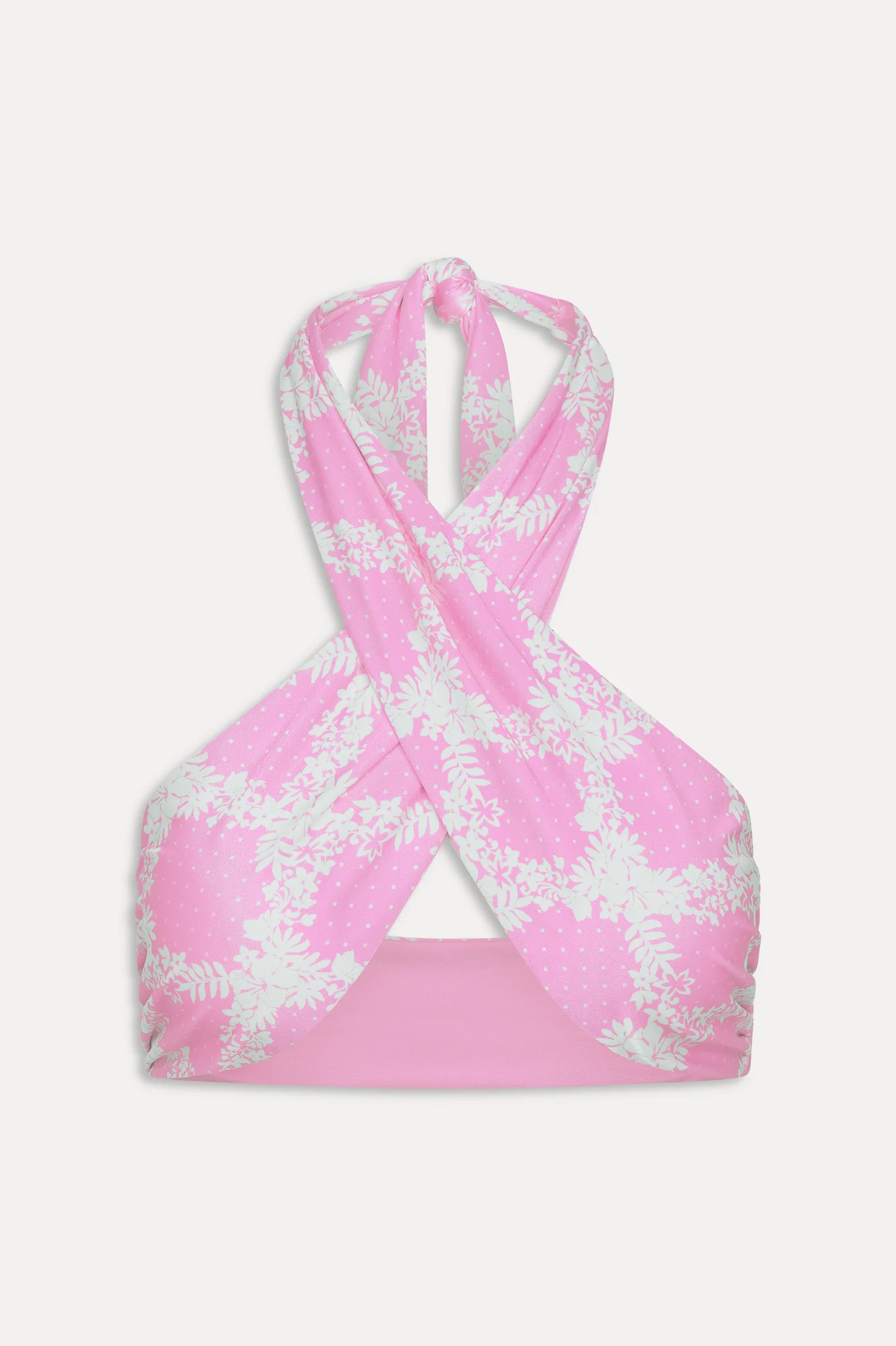 Forever Satin Wrap Bikini Top - Tropical Pink Polka Dot - Image 3