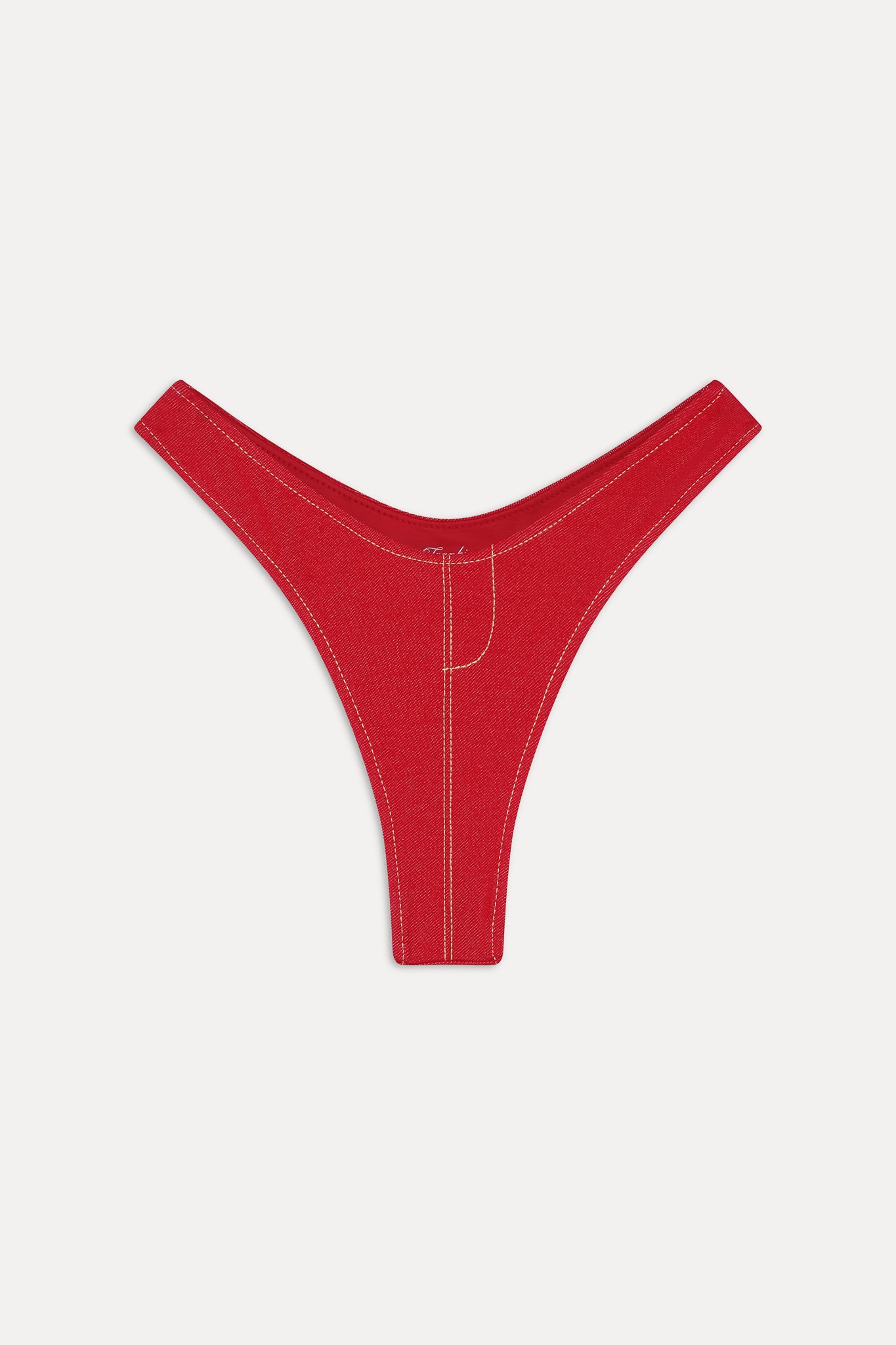 Full Moon Micro Bikini Bottom - Red Denim - Image 3