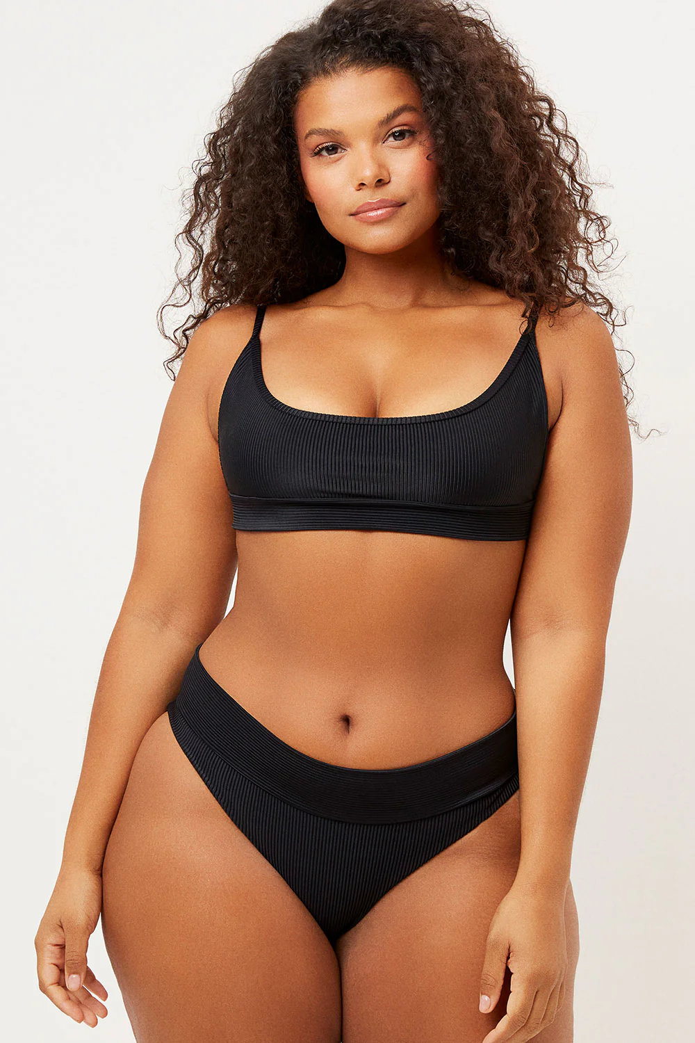 Gavin Ribbed Cheeky Bikini Bottom - Black - Image 3
