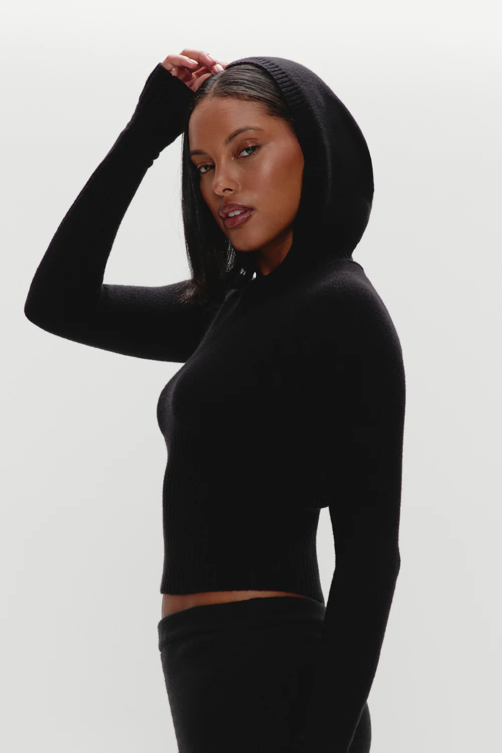 Hazel Knit Hoodie - Black - Image 2