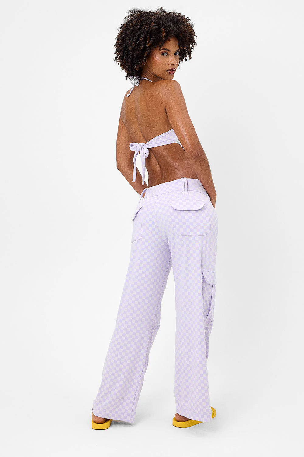 Hennie Checkered Halter Bikini Top - Purple Check - Image 2