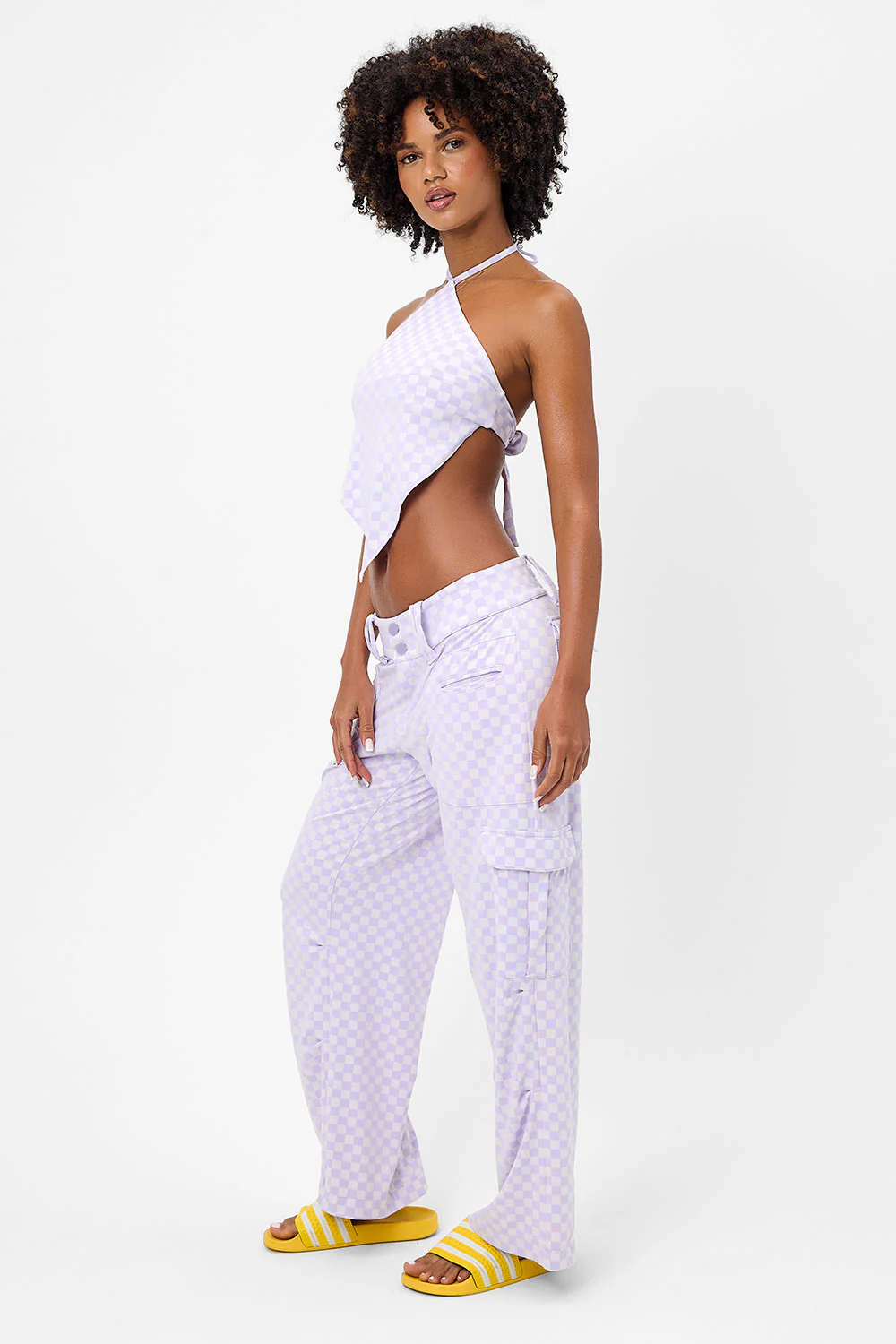 Hennie Checkered Halter Bikini Top - Purple Check - Image 5