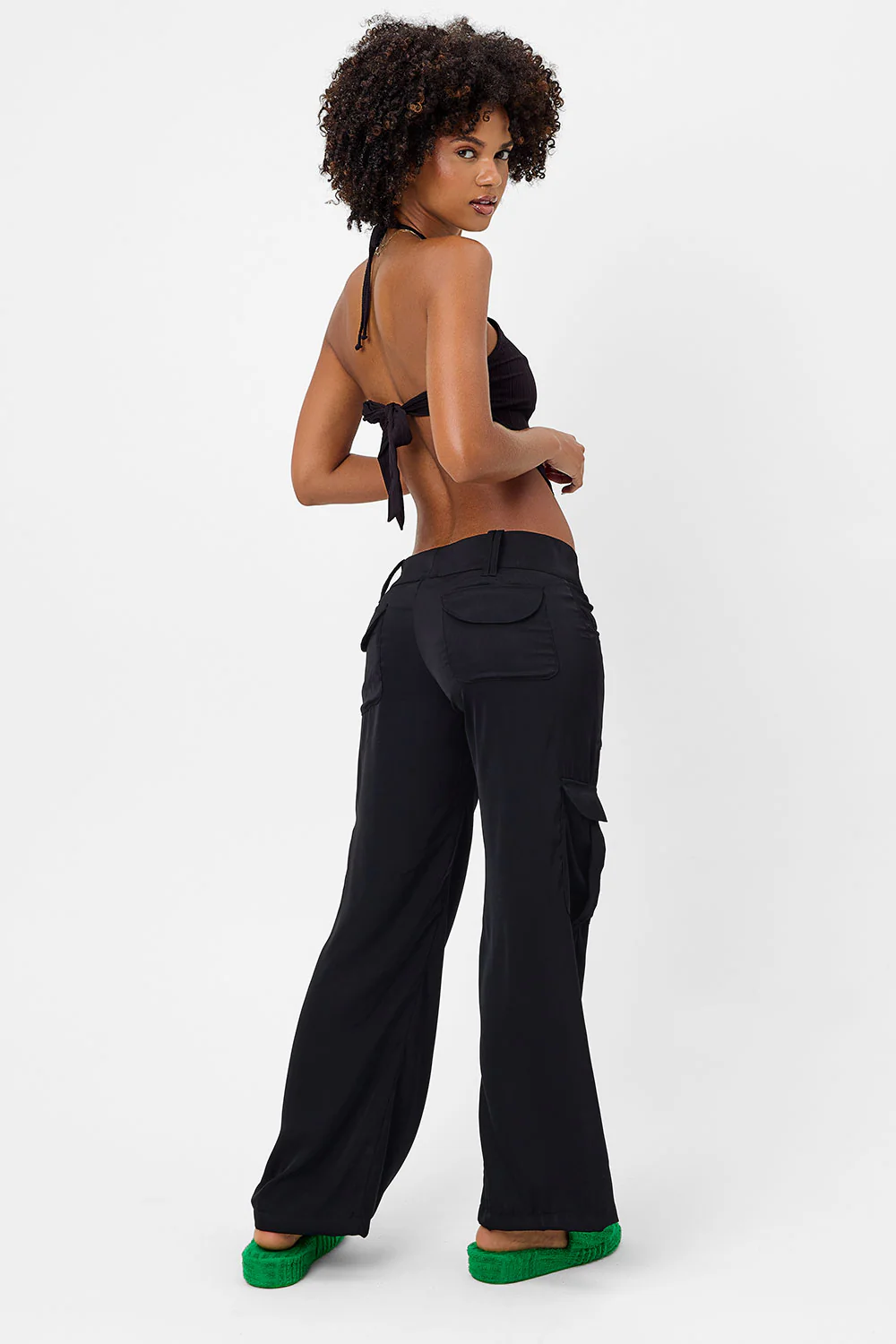 Hennie Plissé Halter Bikini Top - Black - Image 2