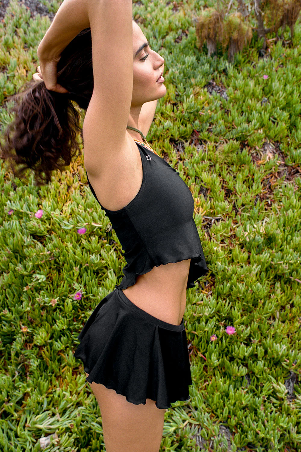 Izabella Shine One Shoulder Top - Black - Image 5