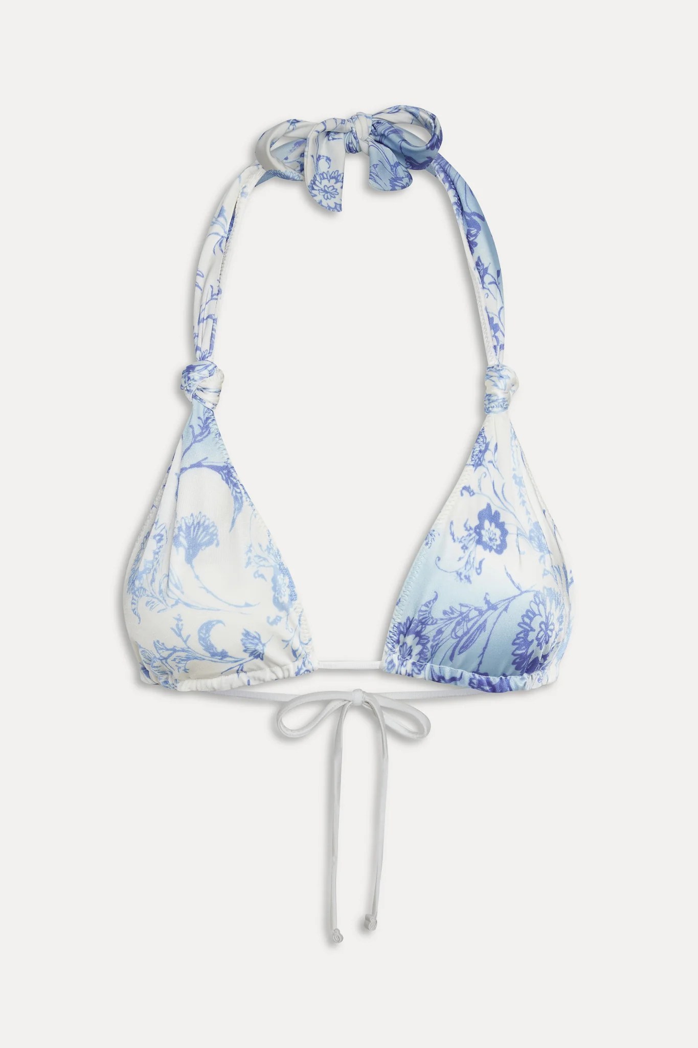Kealy Satin Halter Bikini Top - Fleur de Bleu - Image 3