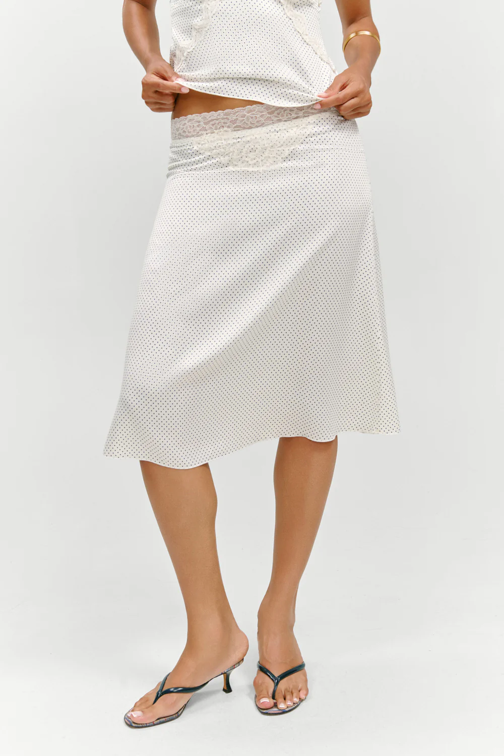 Laura Silk Midi Skirt - French Pearl - Image 2