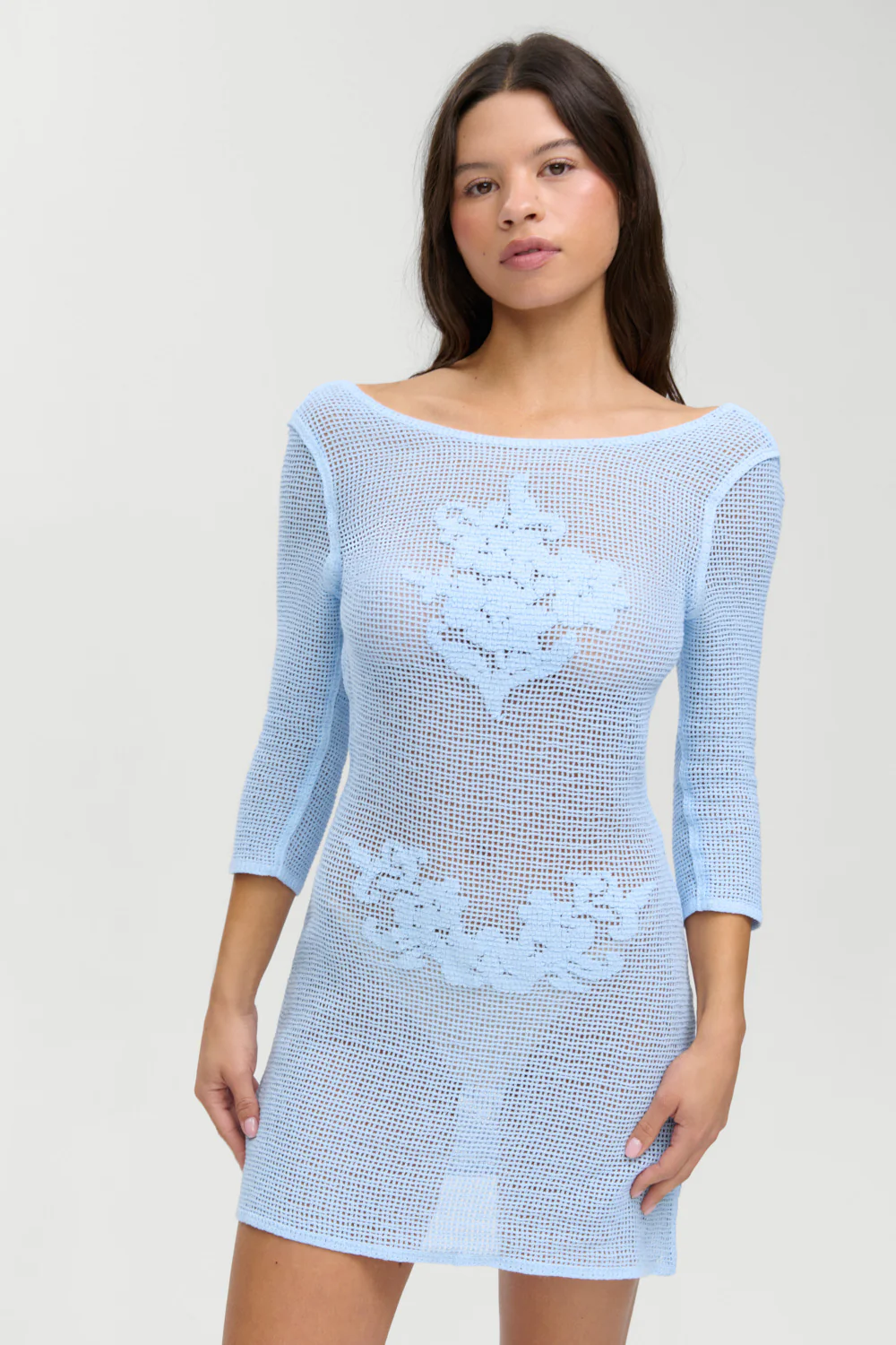 Le Jardin Crochet Mini Dress - Blue Jay - Image 6