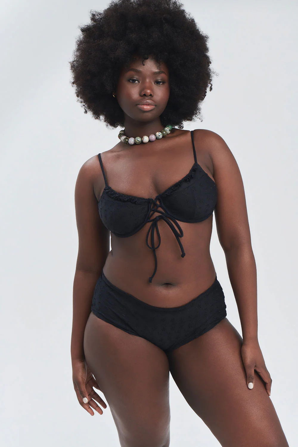 Lisa Eyelet Full Coverage Bikini Bottom - Black - Image 7