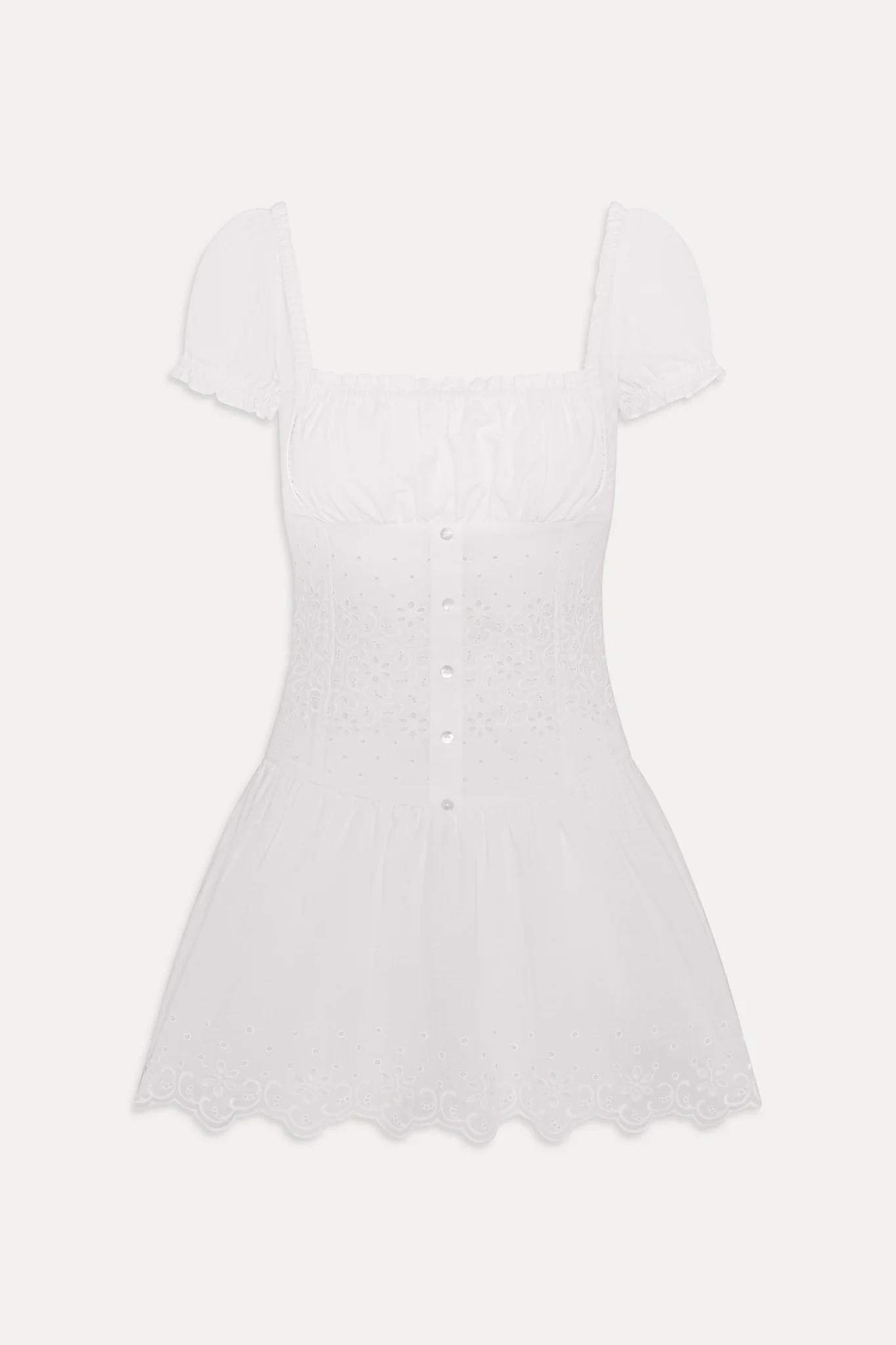 Lucien Cotton Embroidered Mini Dress - Optic White - Image 3