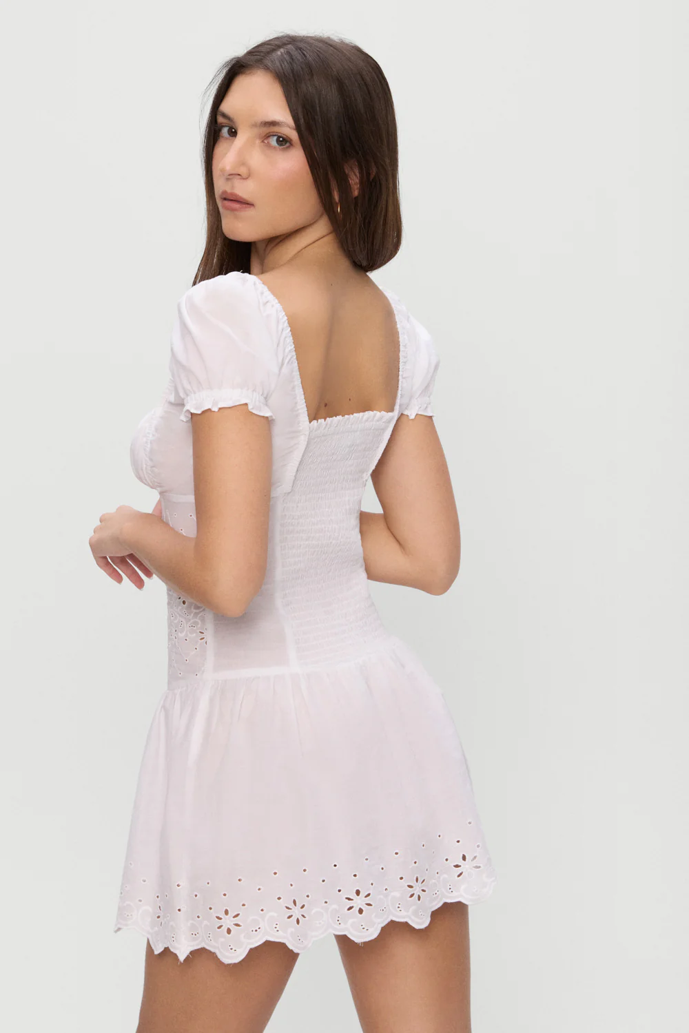 Lucien Cotton Embroidered Mini Dress - Optic White - Image 4