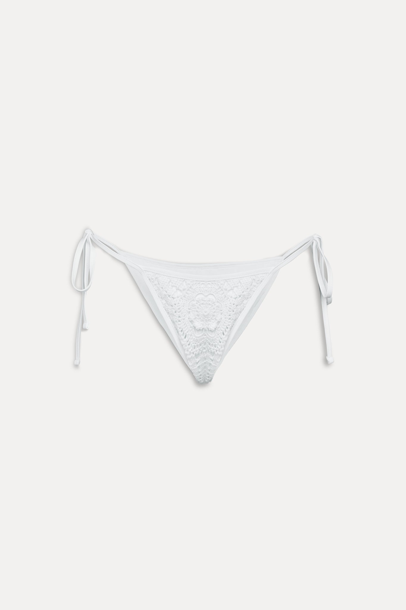 Mackenzie Crochet String Bikini Bottom - White - Image 3