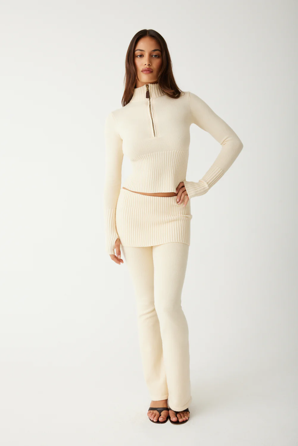 Mason Cloud Knit Flare Pant - French Vanilla - Image 4