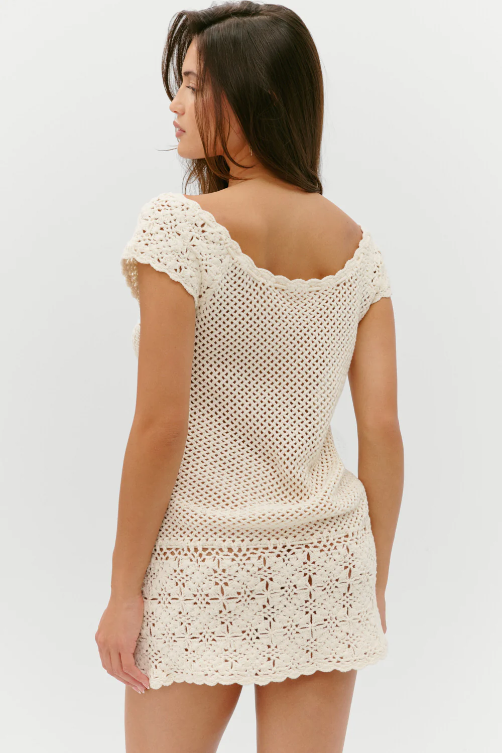 Moss Crochet Mini Dress - Sand Dollar - Image 4