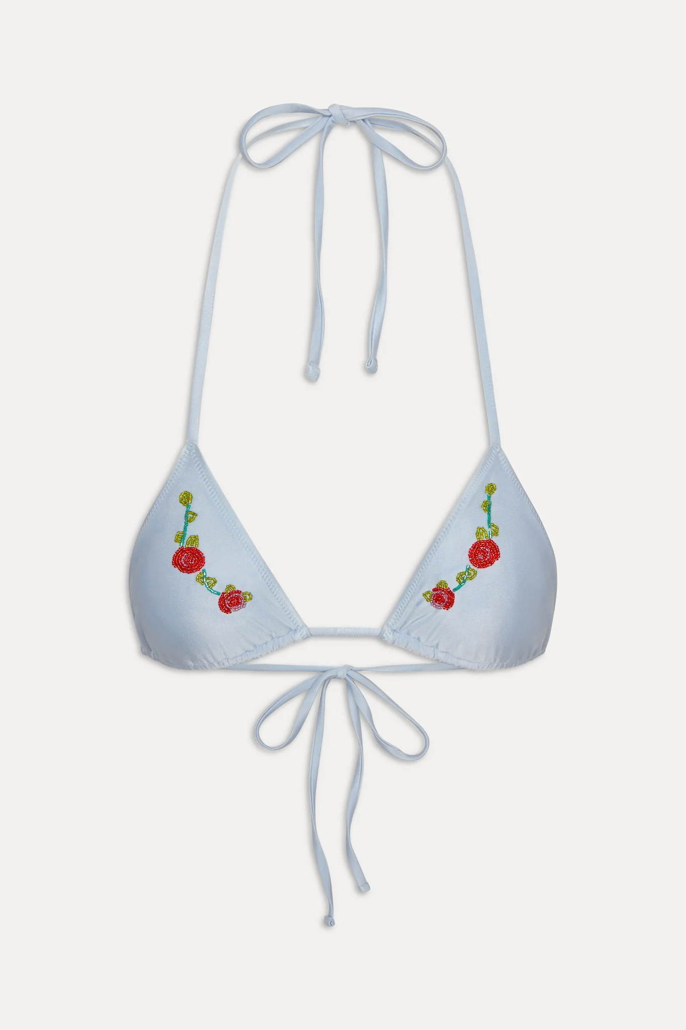 Nick Beaded Satin Bikini Top - Frosting - Image 3