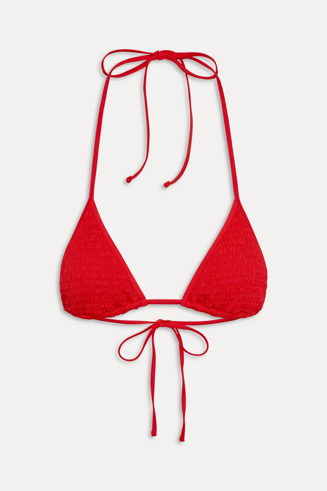 Nick Smocked Triangle Bikini Top - Classic Red - Image 3