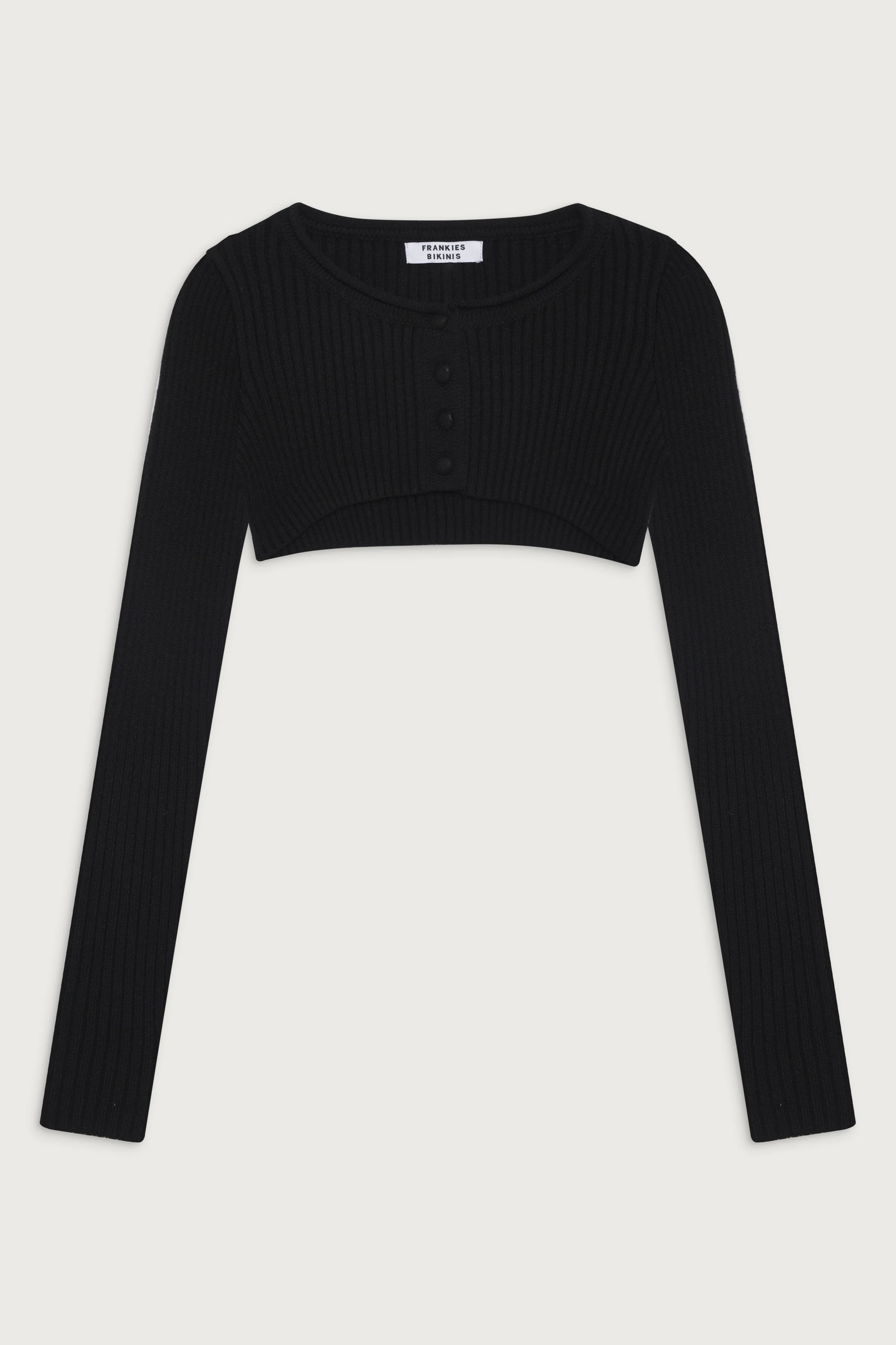 Nila Ribbed Cloud Knit Shrug - Black - Image 3