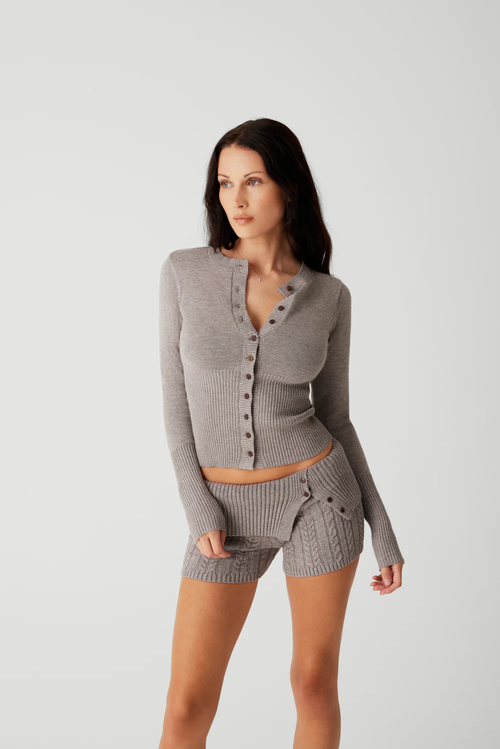 Nolan Cable Cloud Knit Mini Short - Dark Pearl - Image 4