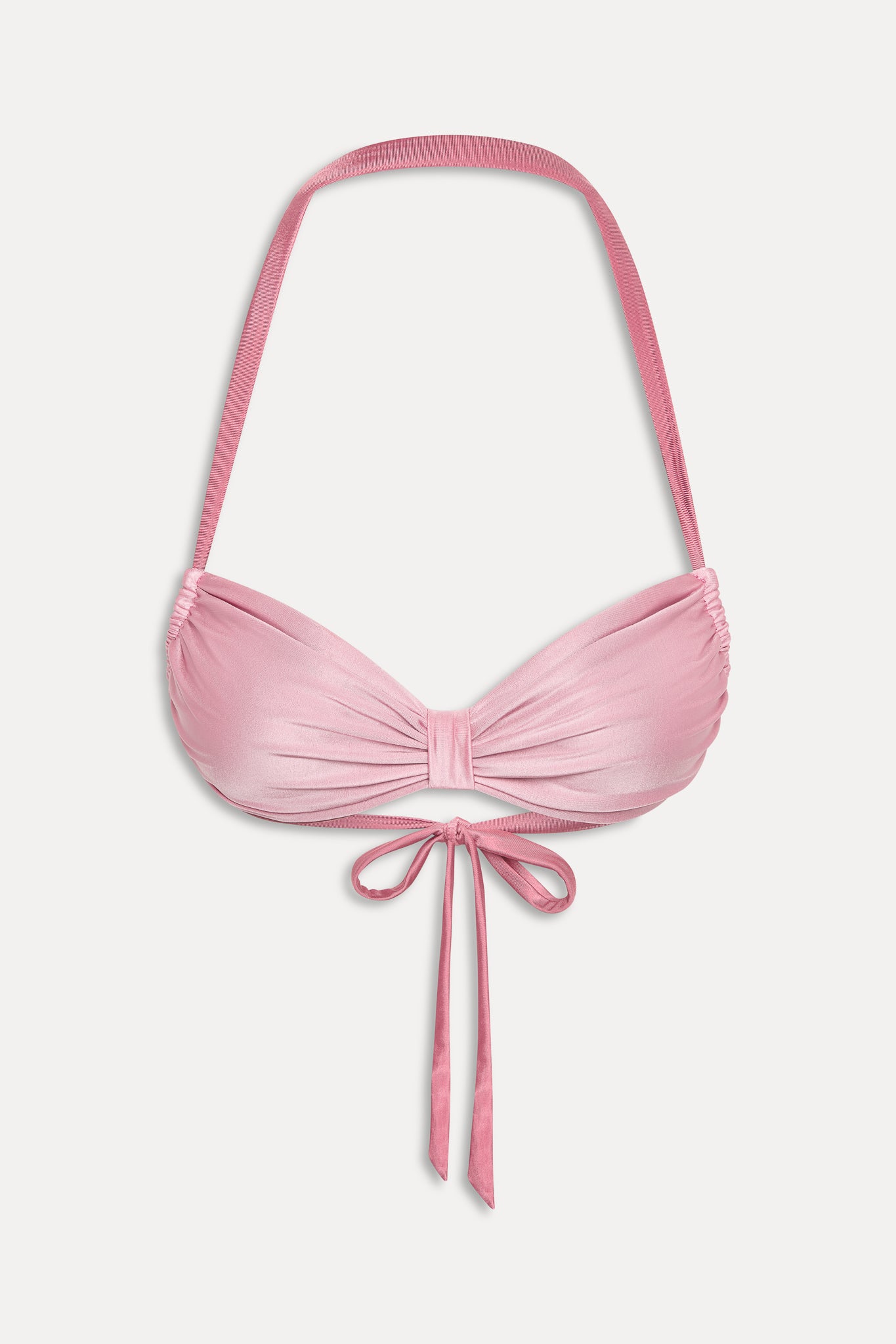 Reece Satin Halter Bikini Top - Sunset Pink - Image 3