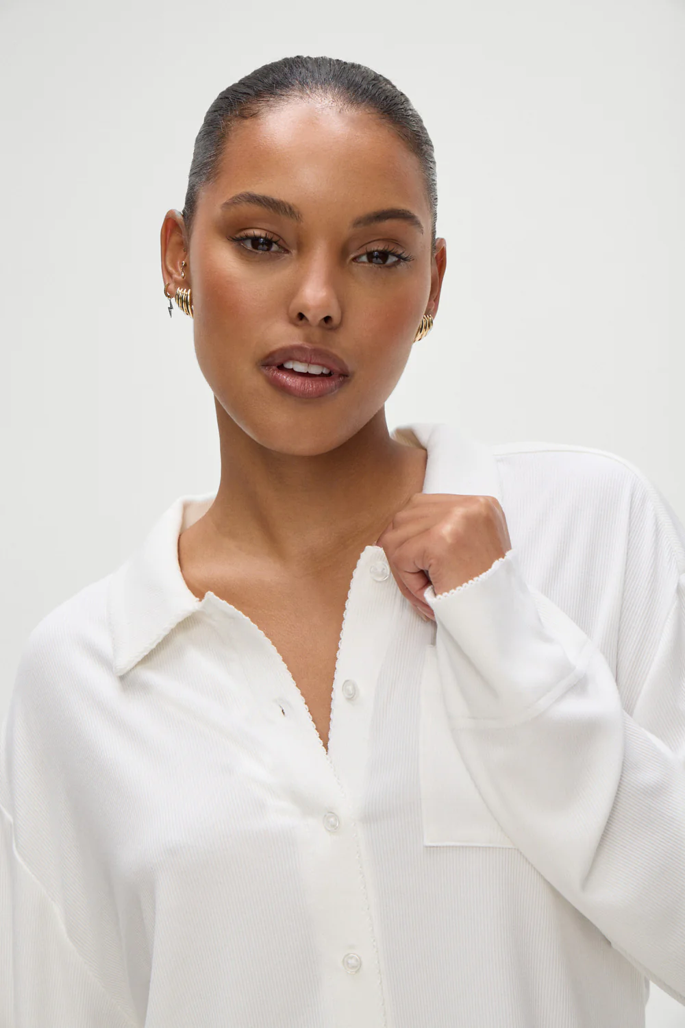 Rory Long Sleeve Sleep Shirt - Seashell - Image 2