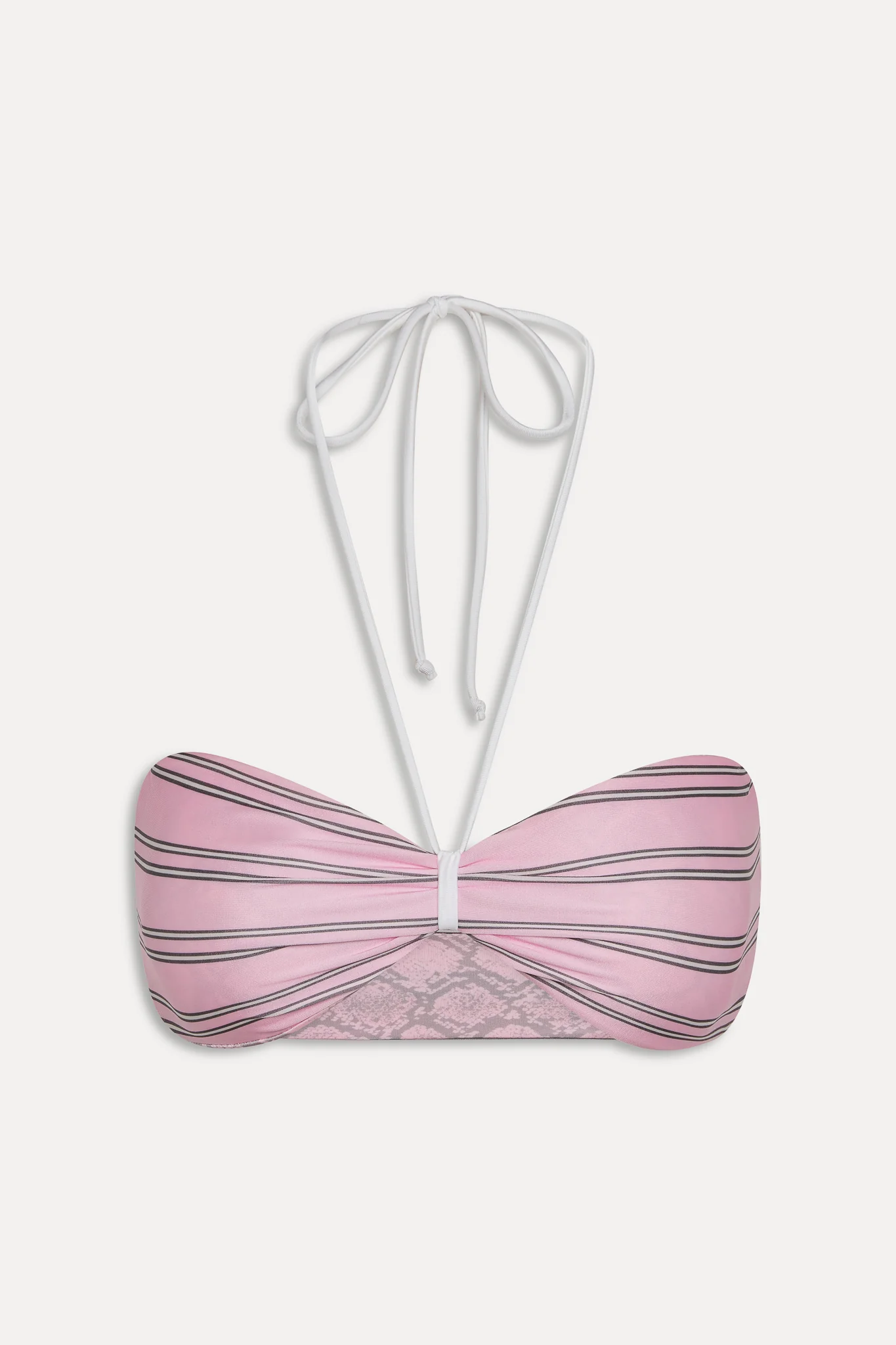 Rumi Reversible Satin Bikini Top - Pink Stripe - Image 3